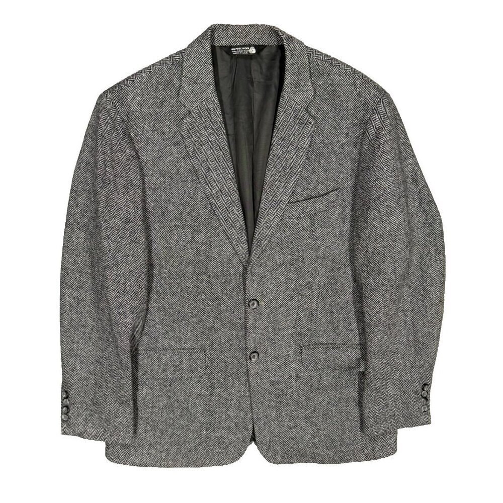 Vintage JG Hook Tweed Blazer Herringbone Wool Sport Coat USA Made Grey 42R